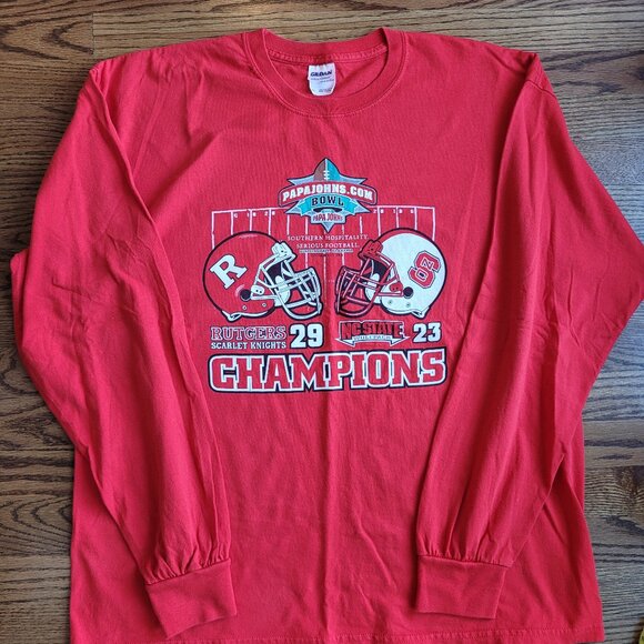 2009 Papa John's Bowl Long Sleeve Tee Shirt Rutgers NC State XL Russell Wilson - Picture 1 of 6